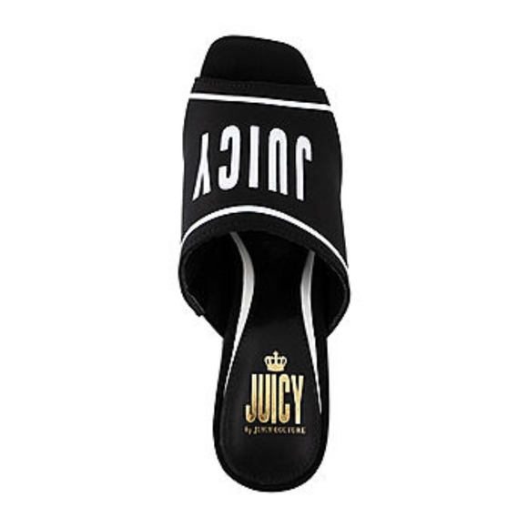 NWT Juicy Couture Girly Black Open Toe Chunky Heel in Black & White Size 11 - Picture 6 of 11